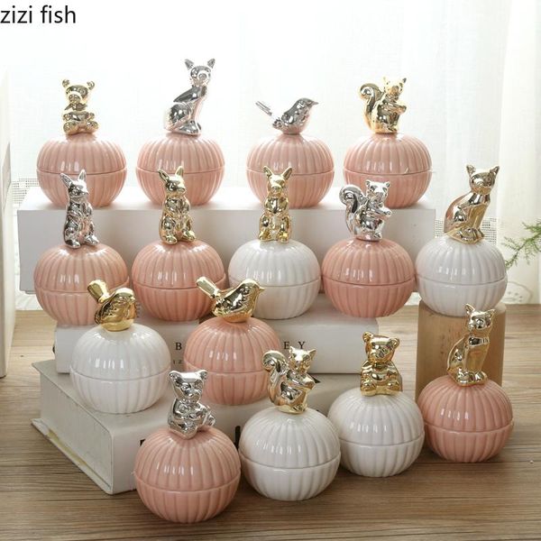 

storage bottles & jars creative pink white ceramic jar wedding candy gift box counterdecoration jewelry home accessories