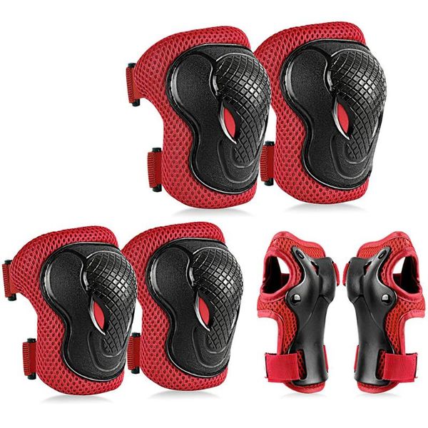 

elbow & knee pads 6pcs/set teens wrist guards protective gear set for roller skating, skateboarding, cycling sports, Black;gray