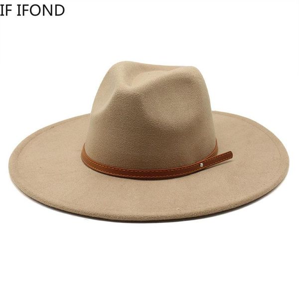 

wide brim hats british style felt wool fedora hat solid band belt 9.5cm women men jazz godfather sombrero caps, Blue;gray