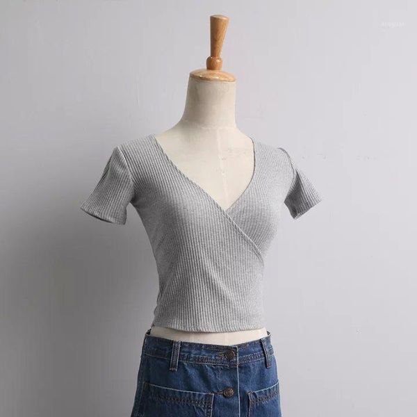 

women's t-shirt mrmt 2021 brand t shirt fashion deep v-collar short-style for female five-sleeve short-sleeved, White