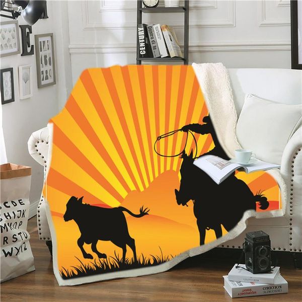 

blankets west cowboy sherpa fleece blanket luxury throw sofa chair rest bedspread quilt cover 3d printing home textiles