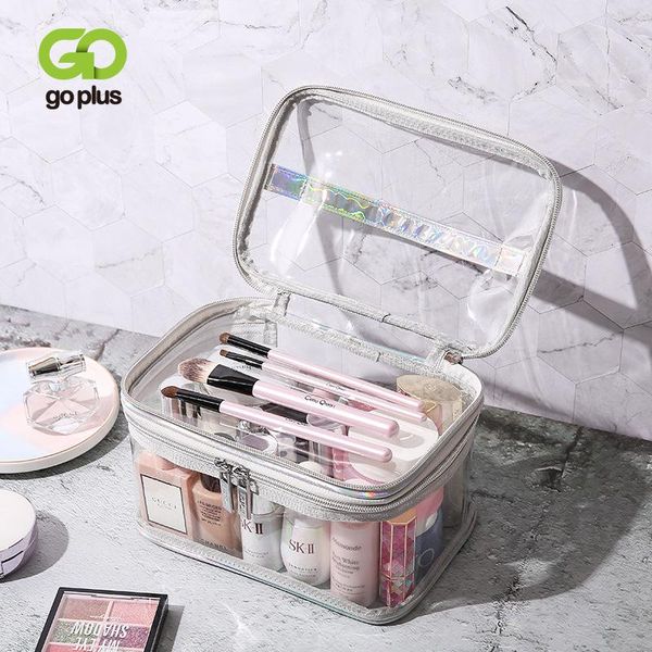 

cosmetic bags & cases goplus 2021 high-capacity women's bag travel sanitary napkins make up lipstick storage pouch pvc girl makeup case