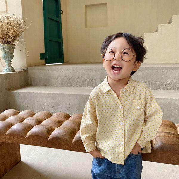 

boys fall cotton dot long sleeve shirts kids soft comfortable all-match shirt 210306, White;black