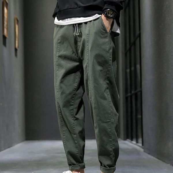

fashion casual pants men plus size loose pure color sports long sweatpants pants harajuku harem daily casual trousers#3, Black