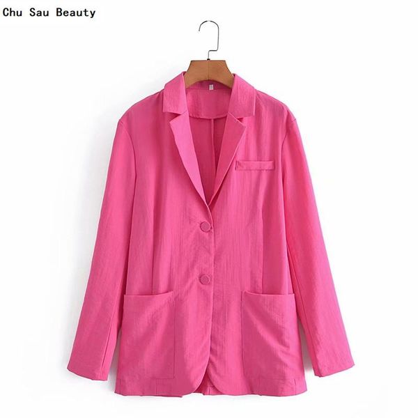 

women's suits & blazers chu sau beauty 2021 women's rose red casual loose suit jacket spring/autumn fashion thin big pocket cute gi, White;black