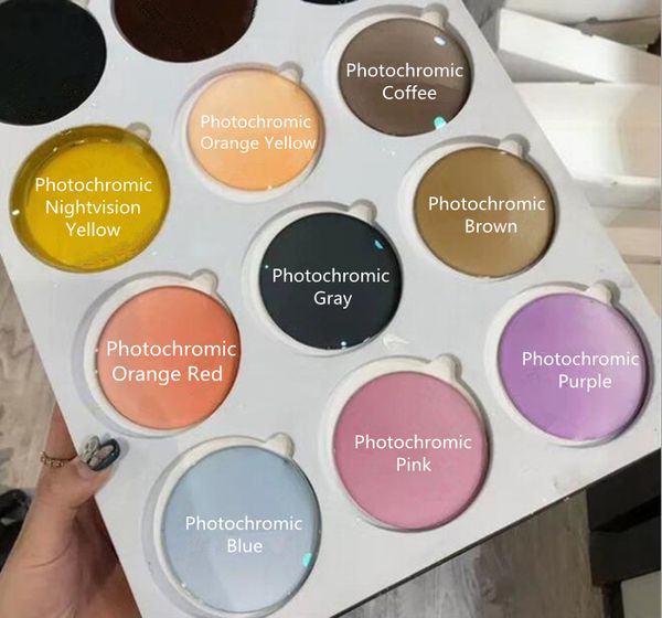 

fashion candy-color intelligent light-sensing phromic lens uv400 for accustomized sunglasses prescription glasses 70mm hmc+emi