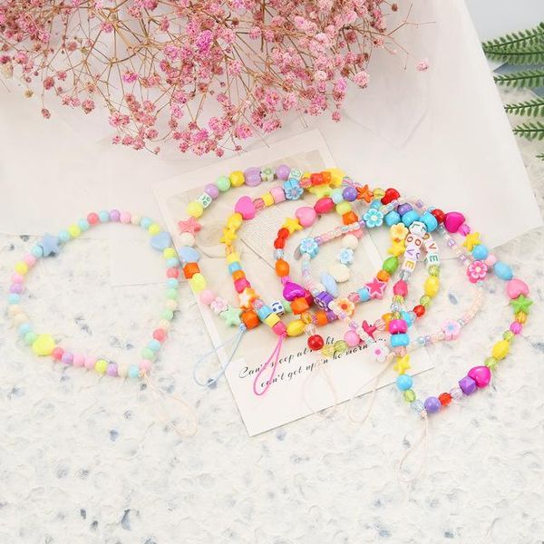 

link, chain plastic mobile phone beaded manu facturers supply love charm flower letter short pendant rope wholesale, Black