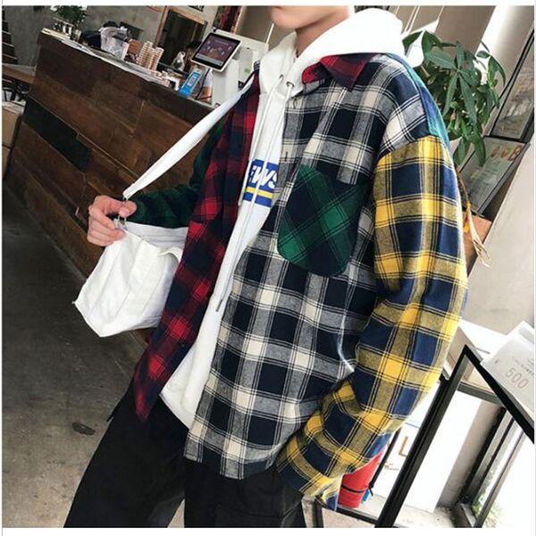 

zff *wgm autumn style hood hip hop shirt flannel fashion clothes 1q1w, White