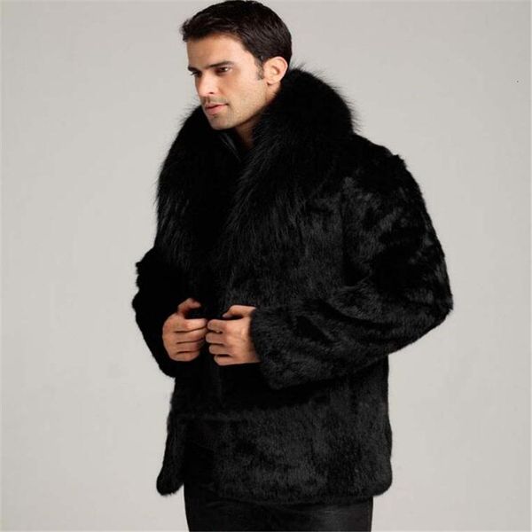 

men's business coats new winter warm imitation black lapel long fur coat m4bp