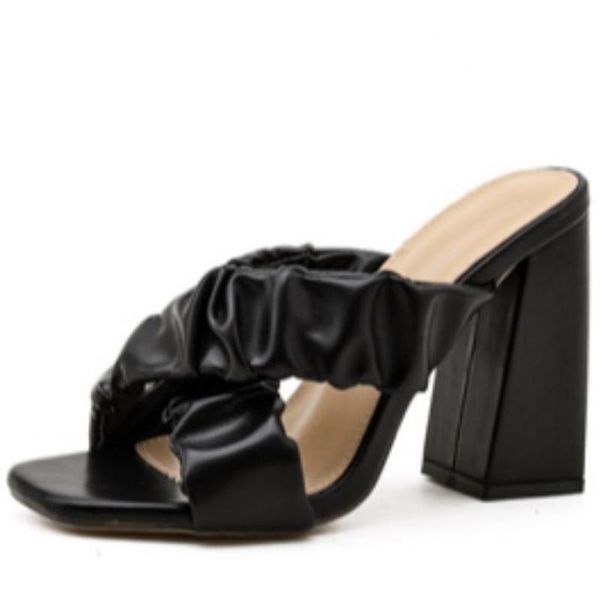 

slippers summer women high heels slides ladies fashion pumps plus size 36-43 female zapatillas mujer casa, Black