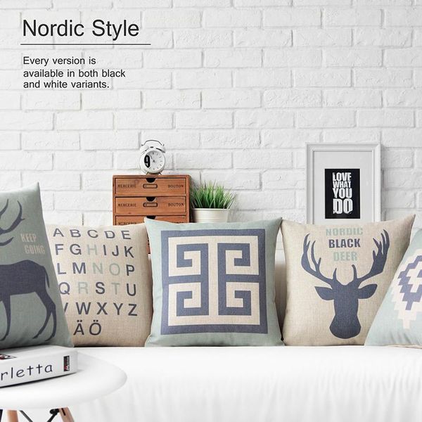 

cushion/decorative pillow nordic elk cover blue retro letter deer cushion home decorative office sofa linen pillowcase