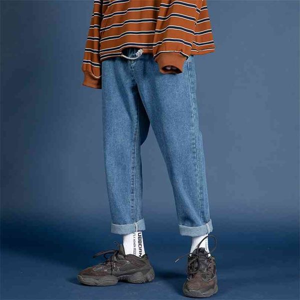 

streetwear blue jeans men loose korean fashions male straight denim 210723