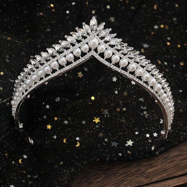 

hair clips & barrettes baroque bronze black crystal pearls heart bridal tiaras crowns wedding accessories rhinestone diadem veil tiara headb, Golden;silver