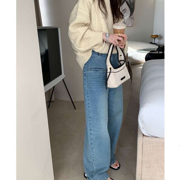 

wide leg women's spring and autumn high waist thin loose vertical, Blue