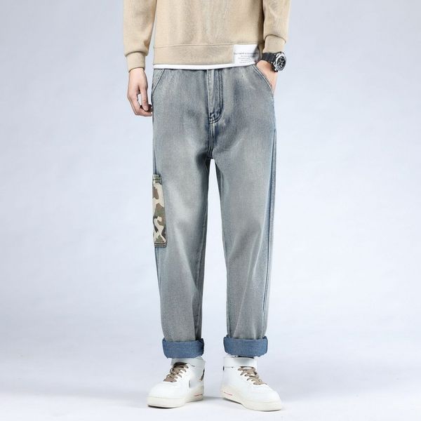 

dark blue punk skateboard new 2021 casual men's baggy hip hop jeans plus size 30-46 with multi pockets veas