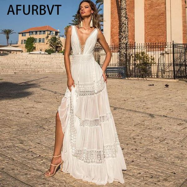 

casual dresses vacation maxi for women's summer 2021 elegant backless beach style lace hollow out bohemian white long loose dress, Black;gray