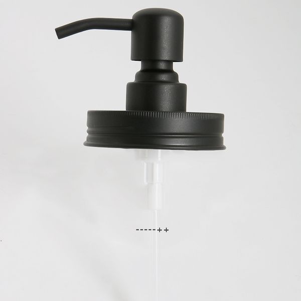 NUOVOCoperchi per dispenser di sapone in barattolo di vetro nero antiruggine Pompa per lozione liquida a testa piccola in acciaio inossidabile 304 per barattolo da bagno non incluso RRA9986