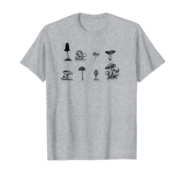 

vintage botanical mushroom t-shirt, White;black