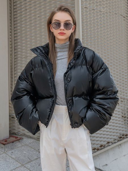 

coldbreak drop shoulder zip front puffer coat c7db#, Black