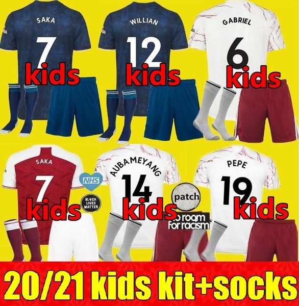 

20 21 youth child pepe saka nicolas soccer jersey kids kits 2020 2021 ceballos guendouzi sokratis tierney football shirt set uniforms, Black