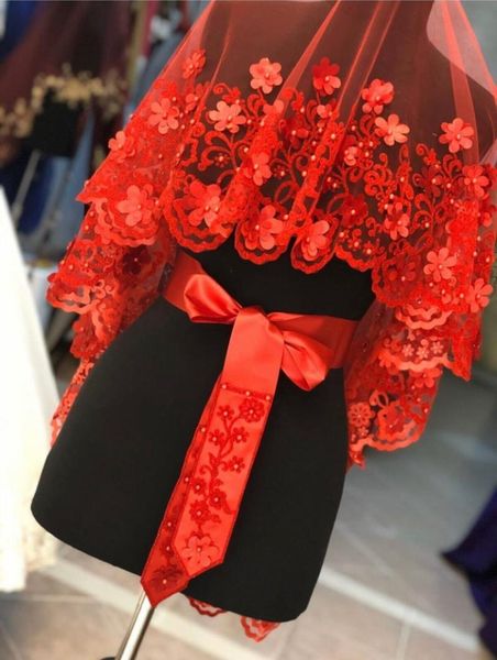 

bridal veils luxury veil set 3d flower and glitter decorated henna night wedding marriage accessory burgundy red color 2021 mo, Black