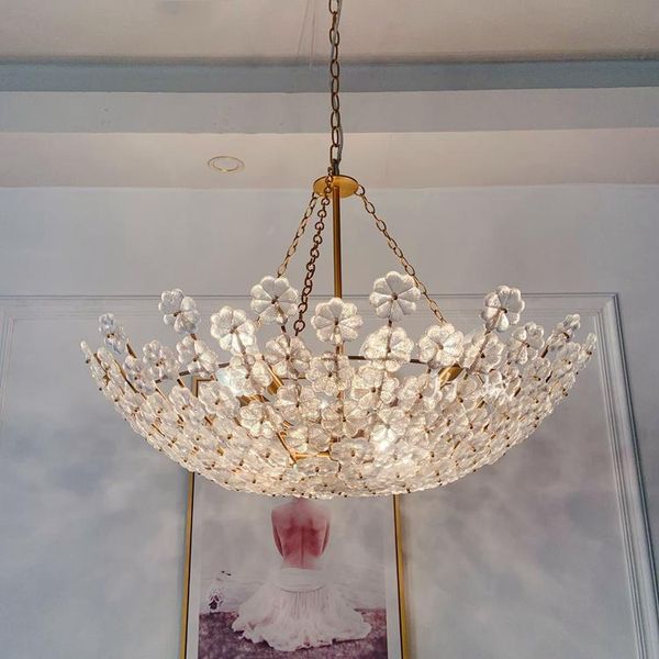 

postmodern light luxury flower glass living room chandelier french romantic nordic creative chandelier