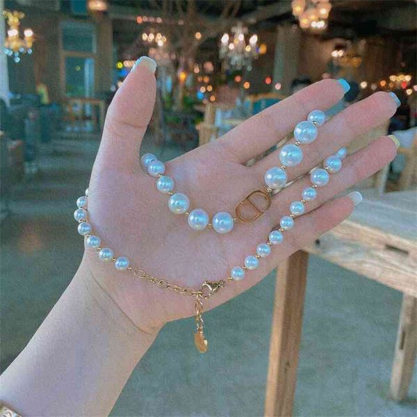 

70% off outlet online family pearl necklace women's trendy clavicle chain, Black