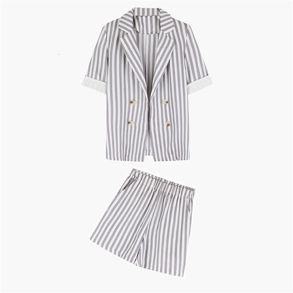 

trespassed women striped half short jacket blazer super sleeves summer shorts ta1250 part joints 0b95, White;black