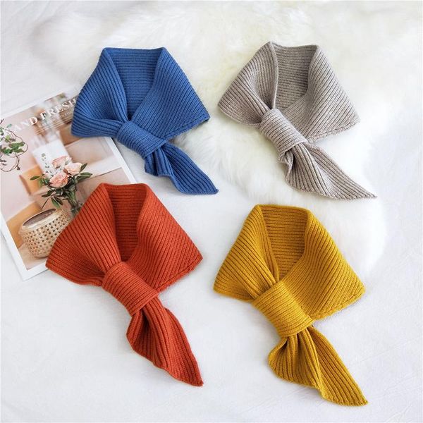 

scarves 2021 korean winter knitting warm female scarf elegant solid color triangular scarve soft comfortable false collar, Blue;gray