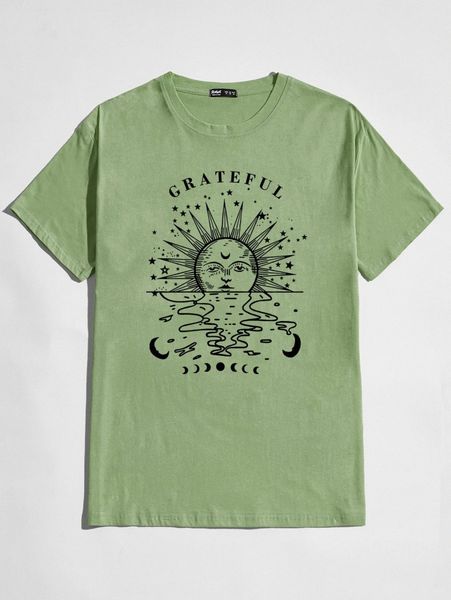 

romwe guys sun & moon graphic tee d65b#, White;black