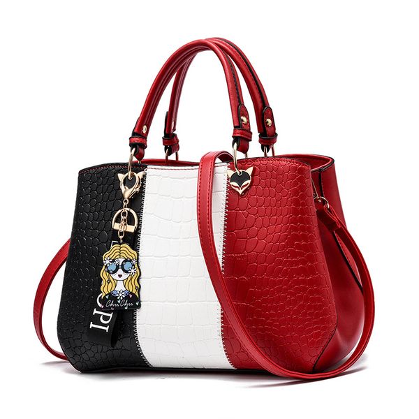 

2021 latest quality light luxury crocodile pattern handbags korean fashion all-match handbags large capacity ladies messenger bags casual sh, Black;red