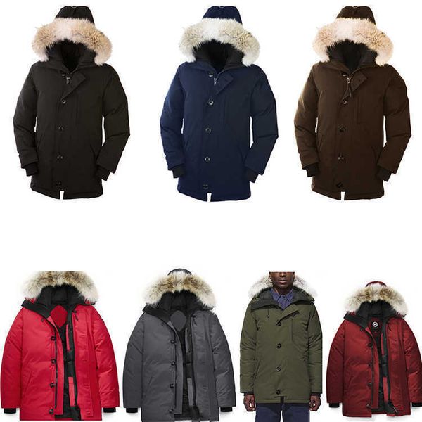 

men down jackets e06 outdoor parka waterproof outerwear wolf fur hooded windproof warm dhl gose downs jacket coat, Black