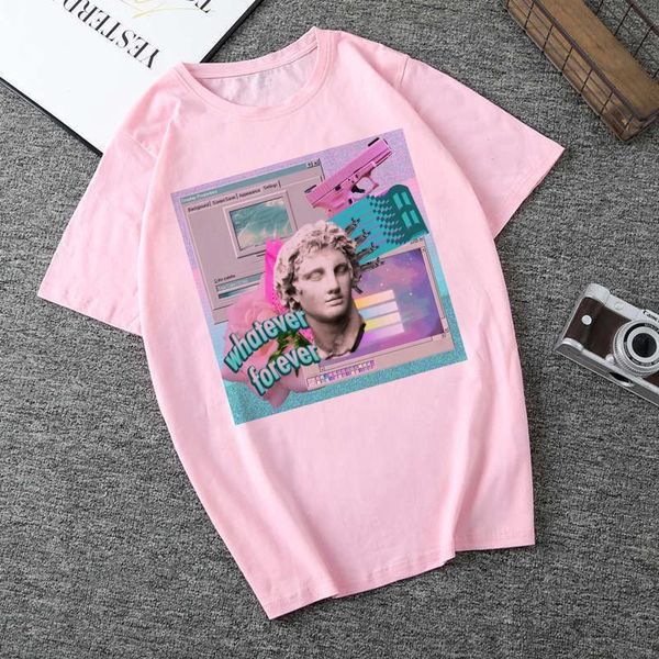 

2021 women clothing t-shirt david vaporwave aesthetics art kpop harajuku vintage streetwear tracksuit personality female, White