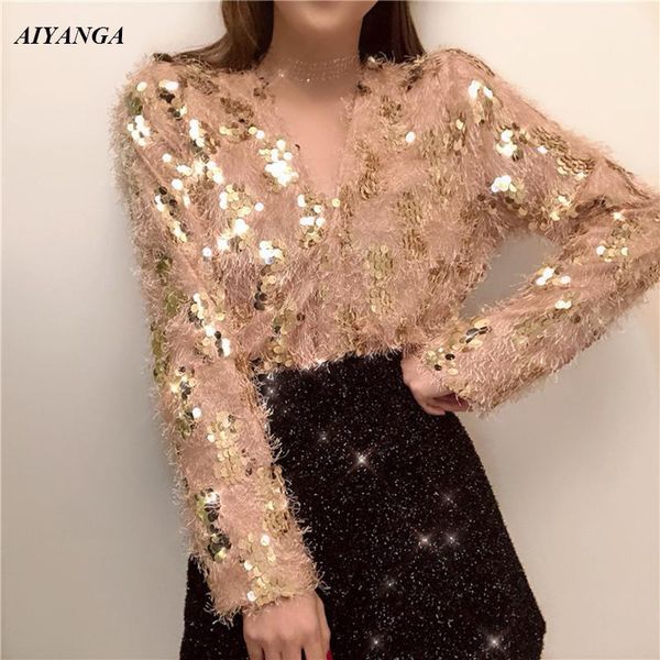 

women's jackets gold sequin womens streetwear faux fur coats women jacket 2021 spring casual fashion elegant lady outwear female, Black;brown