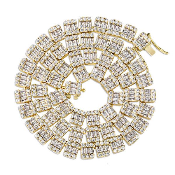 

necklace full bar zircon square men's hiphop trendsetter, Silver