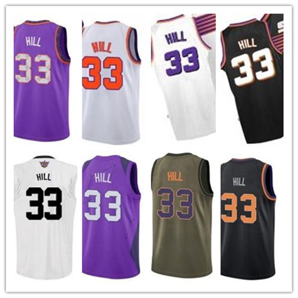 

custom sun leave name number 33 grant hill white black yellow blue green brown basketball jersey men women youth jerseys, Black;red