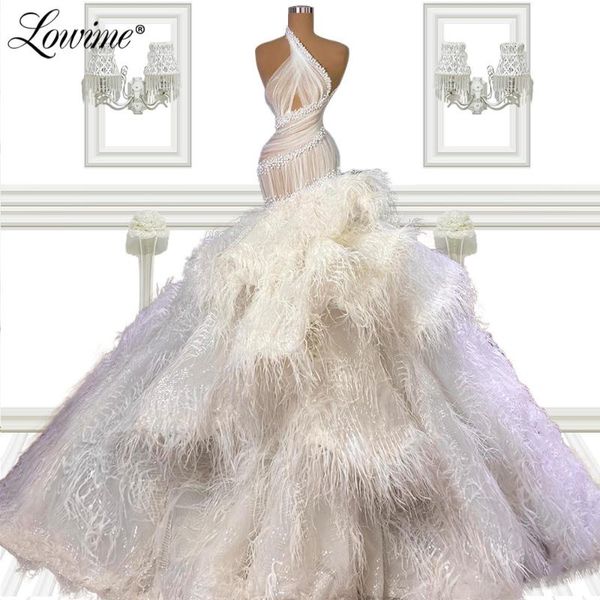 

party dresses luxury mermaid feathers long evening 2021 pearls sleeveless formal dress dubai middle east women gowns plus size, White;black