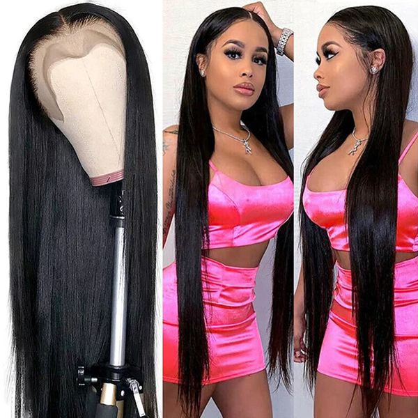 

lx brand synthetic hair lace front wigs for women black straight wig glueless lace wigs with natural hairline high temperaturefactory direct