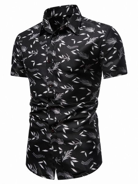 

men allover plants print shirt w6dn#, White;black