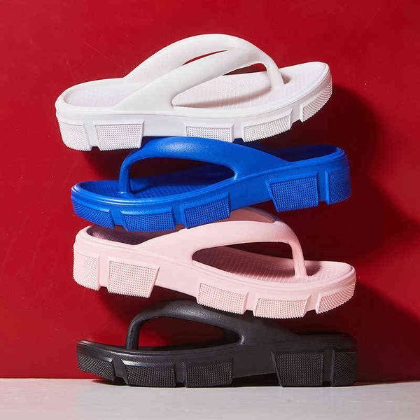 

rimocy soft eva flip flops women summer 2022 thick platform clip toe sandals woman non-slip bathroom cloud slippers home slides y220307, Black