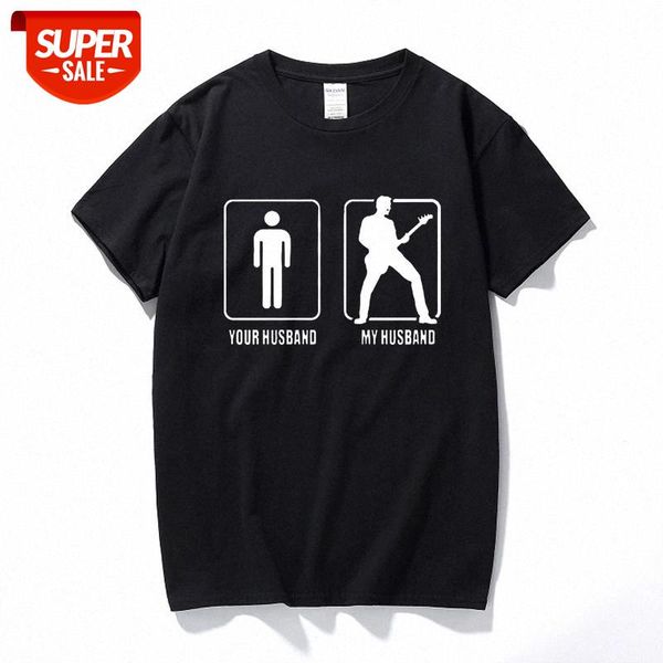 

Summer New Your Husband My Husband Bass Guitar Funny T Shirt Men Short Sleeve Printed O-neck Cotton Cartoon T-shirt Tops #3M9R, White;black