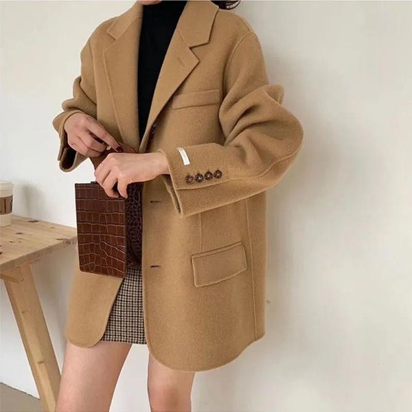

women's wool & blends 2021 coat women autumn short vintage 100% coats korean fashion womens clothes jackets for casaco feminino inverno, Black