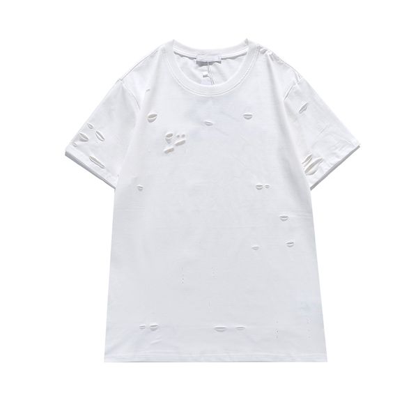 

mens womens tshirt t shirt womens mens fashion letters printe short sleeves t-shirts hole style new arrival top, White;black