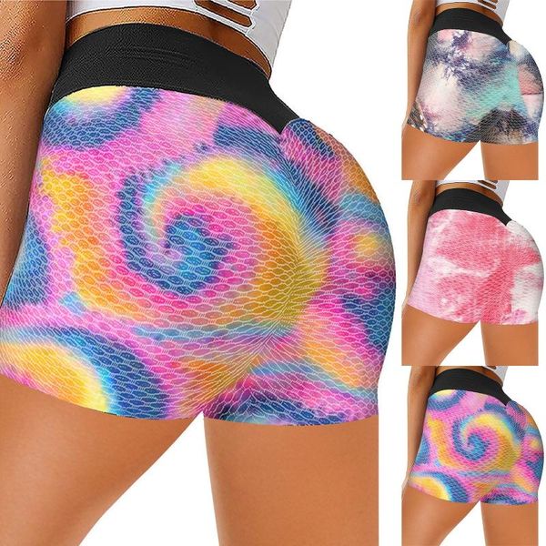 

women's leggings 40# tie dye printing high waist gym pants sports short workout bike camouflage running pant, Black