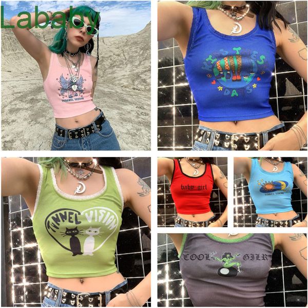 

wind 2021 spring summer women new tight navel vest fashion casual round neck sleeveless t shirt, White