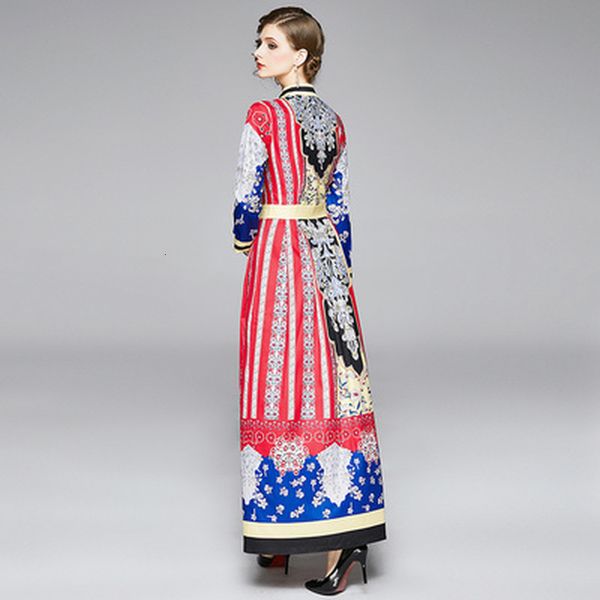 

spring runway of ladies size printed vintage elegant female maxi dress ocqn, Black;gray