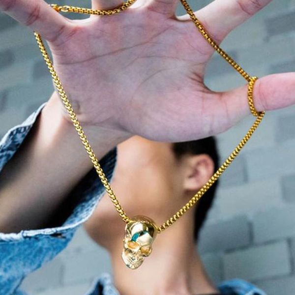 

pendant necklaces punk gothic necklace 3d for men accessories jewelry stainless steel chain gift, Silver