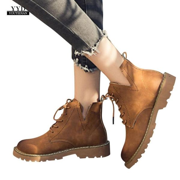 

boots fashionwomen low ankle trim flat round toe leather casual shoes chaussure femme talon botte#a3, Black