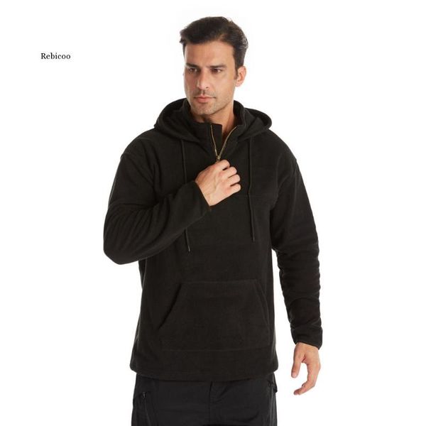

men's hoodies & sweatshirts jacket winter warm windproof zipper pocket hoodie fashion mens slim designed hooded streetwear, Black