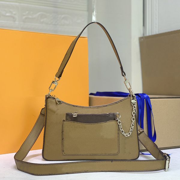 

lady shoulder bag purse handbag genuine leather grain classic flower letter printing detachable canvas zipper bags chain high quality